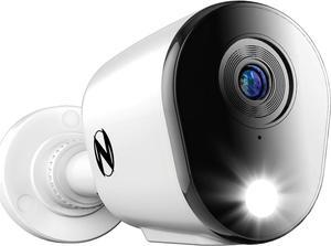 FTD8 Indoor/Outdoor Add On Wired 4K Deterrence Cameras with 2-Way Audio - 1 Pack - White