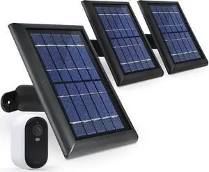 Wasserstein Solar Panel Compatible with Arlo Essential 2K Outdoor Security Camera (2nd Gen) / XL (2nd Gen) & Essential Spotlight (Camera NOT Included) - (3-Pack, Black)