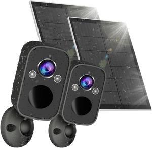 Rraycom 2pcs Wireless Solar Security Camera Outdoor with Siren Alarm&Spotlight, 5MP Battery-Powered Security Camera with 130° Angle, AI Motion Detection,2-Way Talk, Cloud/SD, Compatible with Alexa