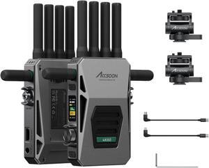 Accsoon Cineview Master 4K Wireless Video Transmission, Transmitter and Receiver, 2.4+5Ghz+6GHz Tri-Band, 4K60FPS 25ms Latency, 8202ft Range, HDMl SDI, 1 Wired iOS + 4 MonitoringTX + RX