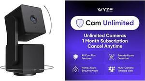 WYZE Cam Pan v3 Black 2-Pack Cam Unlimited Monthly, Covers Unlimited Cameras, Auto-Renews at $9.99/Month, Activation Required, Cancel Anytime