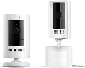 Ring Pan-Tilt Indoor Cam, White with Ring Stick Up Cam Battery, White