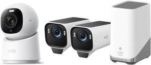 eufy Security eufyCam S3 Pro 2-Cam Kit, Solar Camera Outdoor Wireless + Indoor Cam E30, Latest Generation, 4K UHD Security Camera, 360 Pan-Tilt