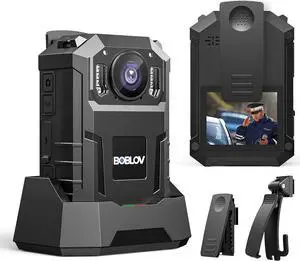 BOBLOV M10 3.2K Body Camera, 6000mAh Large Battery for 20-Hour Record, 128GB Police Body Camera with GPS Function, Body Worn Camera with IR for Law Enforcement, Delivery Work and Outdoors Activities