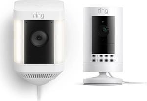 Ring Spotlight Cam Plus with Ring Stick Up Cam, Plug-In White