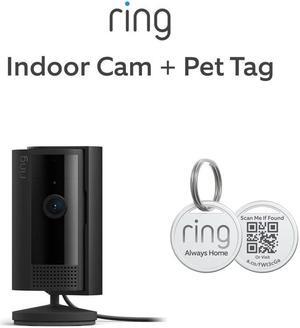 Ring Indoor Cam (2nd Gen), Black with Ring Pet Tag