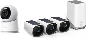 eufy Security eufyCam S330 (eufyCam 3) 3-Cam Kit, Security Camera Outdoor Wireless + Indoor Cam E30, Latest Generation, 4K UHD Security Camera, 360 Pan-Tilt