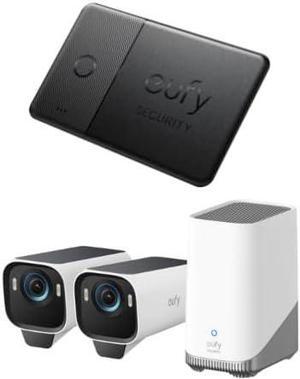 eufy Security eufyCam S3 Pro 2-Cam Kit with Anker SmartTrack Card (Black, 1-Pack), Solar Camera Outdoor Wireless