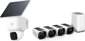 eufy Security SoloCam E30 with eufyCam 3 4-Cam Kit, Solar Powered, 360° Pan, AI Tracking, 2K Clarity, Security Cameras Wireless Outdoor, Outdoor Camera, HomeBase S380 Compatible, No Monthly Fee