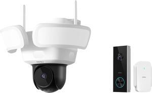AOSU Floodlightcam Pro Wired + 2K Doorbell Camera - No Monthly Fee