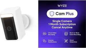WYZE Battery Cam White Cam Plus Monthly, Covers 1 Camera, Auto-Renews at $2.99/Month, Activation Required, Cancel Anytime