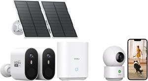 AOSU SolarCam Pro System 2-Kit + 2K Indoor Camera - No Monthly Fee