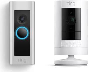 Ring Wired Doorbell Plus with Ring Stick Up Cam, Battery White