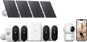 AOSU SolarCam Pro System 4-Kit + 2K Indoor Camera - No Monthly Fee