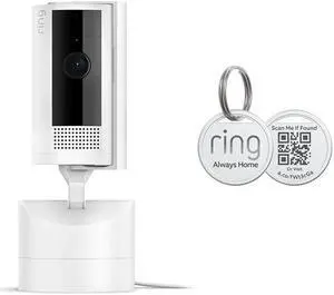 Ring Pan-Tilt Indoor Cam, White with Ring Pet Tag
