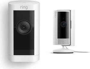 Ring Stick Up Cam Pro Battery with Ring Indoor Cam, White