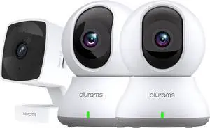 blurams Indoor Camera Bundle Set, 2K Security Camera for Home Security w/Motion Tracking, Phone App, 2-Way Audio, IR Night Vision, Siren, Compatible with Alexa