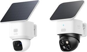 eufy Security SoloCam S340 and E30, Solar Security Cameras Wireless Outdoor, Cameras for Home Security, 360° Pan & Tilt Surveillance, No Blind Spots, 2.4 GHz Wi-Fi, No Monthly Fee