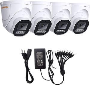TIGERSECU 5MP Wide Angle Dome Security Camera Bundle 4-Pack