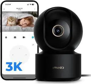 IMILAB C22 3K Security Indoor Camera - 360° View Home Camera with Color Night Vision for Baby/Pet Monitor, Plug-in 2.4Ghz WiFi 6 Inside Cam, 2-Way Audio, AI Detection, Local/Cloud Storage(Black)