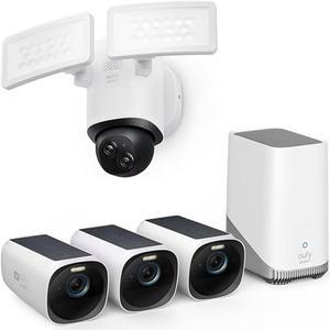 eufy Security eufyCam S330(eufyCam 3) 3-Cam Kit, Security Camera Outdoor Wireless Floodlight Camera E340 Wired, 360° Pan and Tilt