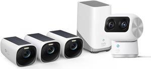 eufy Security eufyCam S330(eufyCam 3) 3-Cam Kit, Security Camera Outdoor Wireless Indoor Cam S350, Dual Cameras, 4K UHD Resolution Security Camera with 8× Zoom and 360° PTZ