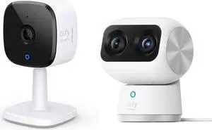 eufy Security Indoor Cam C120, Plug-in Security Camera 3 MP Indoor Cam S350, Dual Cameras, 4K UHD Resolution Security Camera with 8× Zoom and 360° PTZ