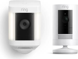 Ring Spotlight Cam Plus with Ring Stick Up Cam, Battery White