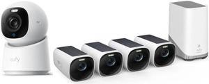 eufy Security eufyCam S330 (eufyCam 3) 4-Cam Kit, Security Camera Outdoor Wireless + Indoor Cam E30, Latest Generation, 4K UHD Security Camera, 360 Pan-Tilt