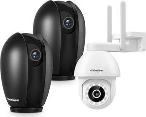 LaView 4MP 2K WiFi Security Camera Indoor Outdoor Wired Starlight Color Night Vision,Pan/Tilt Security Camera for Baby Monitor with Phone App,Pet Camera, Two-Way Audio(3pcs)