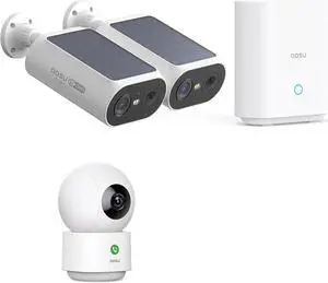 AOSU Solar Security Cameras Wireless Outdoor/Indoor, 2K Resolution, Easy to Setup