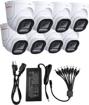 TIGERSECU 5MP Wide Angle Dome Security Camera Bundle 8-Pack
