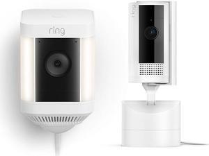 Ring Pan-Tilt Indoor Cam, White with Ring Spotlight Cam Plus Plug-In, White