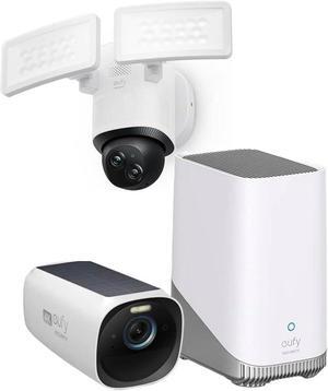 eufy Security eufyCam 3, Security Camera Outdoor Wireless Floodlight Camera E340 Wired, 360° Pan and Tilt+Homebase 3