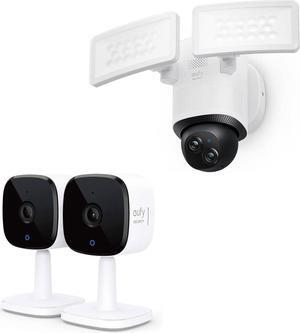 eufy Security Indoor Cam C120 2-Cam Kit, 2K Security Indoor Camera Floodlight Camera E340 Wired, 360° Pan and Tilt