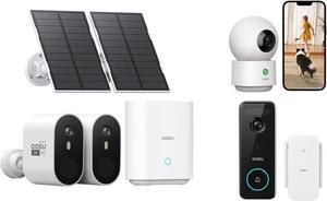 AOSU SolarCam Pro System 2-Kit + 2K Indoor Camera + 5MP Doorbell Camera - No Monthly Fee