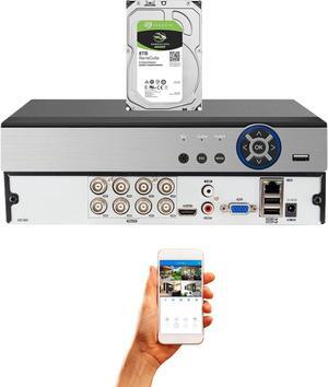 Evertech 8 Channel H.265 Security DVR with 8TB Hard Drive TVI CVI AHD Analog CCTV Surveillance Camera Digital Video Recorder Easy Remote Monitoring