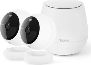 Noorio Security Cameras Wireless Outdoor, 2K Security Camera System for Home, Indoor WiFi Cameras, Motion Activated, Color Night Vision, Work with Alexa, B210 2-Cam Kit with Hub
