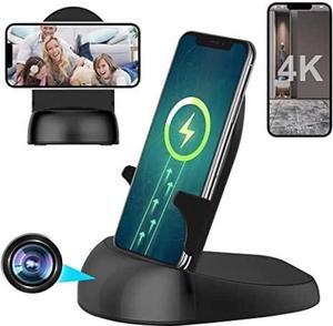Security Camera WiFi Wireless Phone Charger, Nanny Cam Motion Activated,HD1080P/4K (Rotate Lens) with 250°Viewing Angle, camaras espias ocultas for Home Office