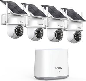 Security Cameras Wireless Outdoor Home System, 4 Camera Kit, No Subscription Fees, Solar Powered, Local Storage, 365-Day Battery Life, 360°PTZ Surveillance, Auto Tracking, 2K Color Night Vision