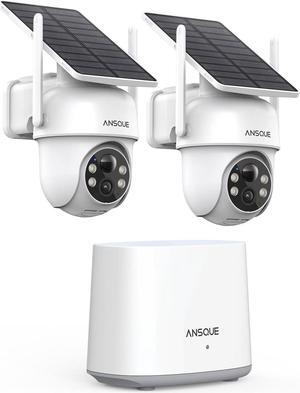 Security Cameras Wireless Outdoor Home System, 2 Camera Kit, No Subscription Fees, Solar Powered, Local Storage, 365-Day Battery Life, 360°PTZ Surveillance, Auto Tracking, 2K Color Night Vision