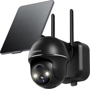 ZUMIMALL Solar Security Cameras Wireless Outdoor with 360° PTZ, 2.4G WiFi Solar Powered Cameras for Home Security, Spotlight & Siren/PIR Detection/3MP Color Night Vision/2-Way Talk/IP66/Cloud