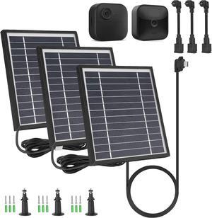 iTODOS 3 Pack Solar Panel Compatible with Blink Outdoor 4 (4th Gen)/Blink Outdoor (3rd Gen) XT3 and Blink XT/XT2 Camera,11.8Ft Outdoor Power Cable and Adjustable Mount,Aluminum Alloy Sturdy(Black)