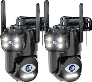 Security Cameras Outdoor WiFi,Cameras for Home Security with Dual Lens,Motion Tracking,Night Vision,24/7 continous Record,Work with NVR/DVR Surveillance System,Weather Proof,SD/Cloud Storage