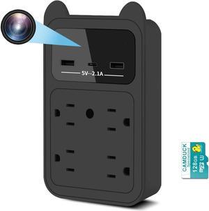 Security Camera -Wall Outlet Camera-WiFi Camera Charger-4MP HD Indoor CameraInclude 128G SD Card