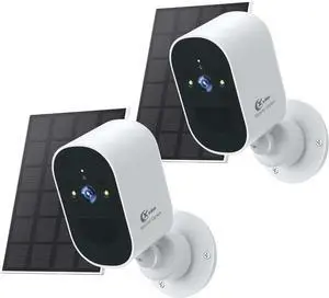 XVIM 1080P 2Pack Solar Camera Outdoor Wireless, 2MP Battery Powered Camera with Color Night Vision, 2.4GHz WiFi Home Security, PIR Human Detection, 2-Way Talk, SD/Cloud, IP65 Waterproof