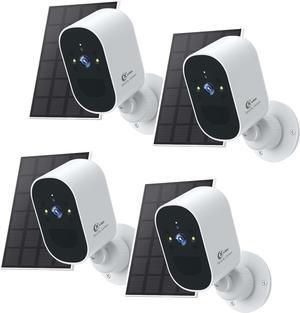 XVIM 4Pack Solar Security Camera Wireless Outdoor, 2MP Battery Powered Camera Wireless Outdoor, 2.4GHz WiFi, Night Vision, AI Detection, SD/Cloud