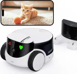 Enabot EBO ROLA PetPal 2.5K Camera Robot: Movable WiFi QHD Cam, Indoor Smart Home Security, Night Vision, 2-Way Audio, Remote App Control, Photo, Video for Cat/Dog/Family (w/Storage Module)