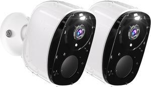 2PC Security Camera Wireless Outdoor, 2K Surveillance Indoor Home Camera, Battery Powered WiFi Camera for Home Security with Color Night Vision, AI Detection, 2-Way Audio, IP65, SD/Cloud, Works Alexa