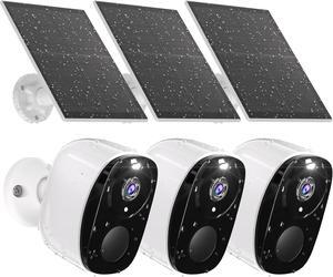 3pc Security Camera Wireless Outdoor,2K Solar Camera for Home Security, Battery Powered Surveillance Indoor Home Camera with Color Night Vision, AI Detection, 2-Way Audio, IP65, SD/Cloud, Works Alexa